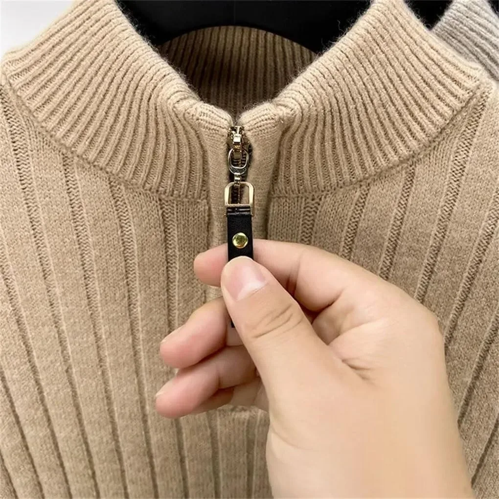 Мужской свитер Slim Fit с воротником стойкой и молнией на четверть — фото 3