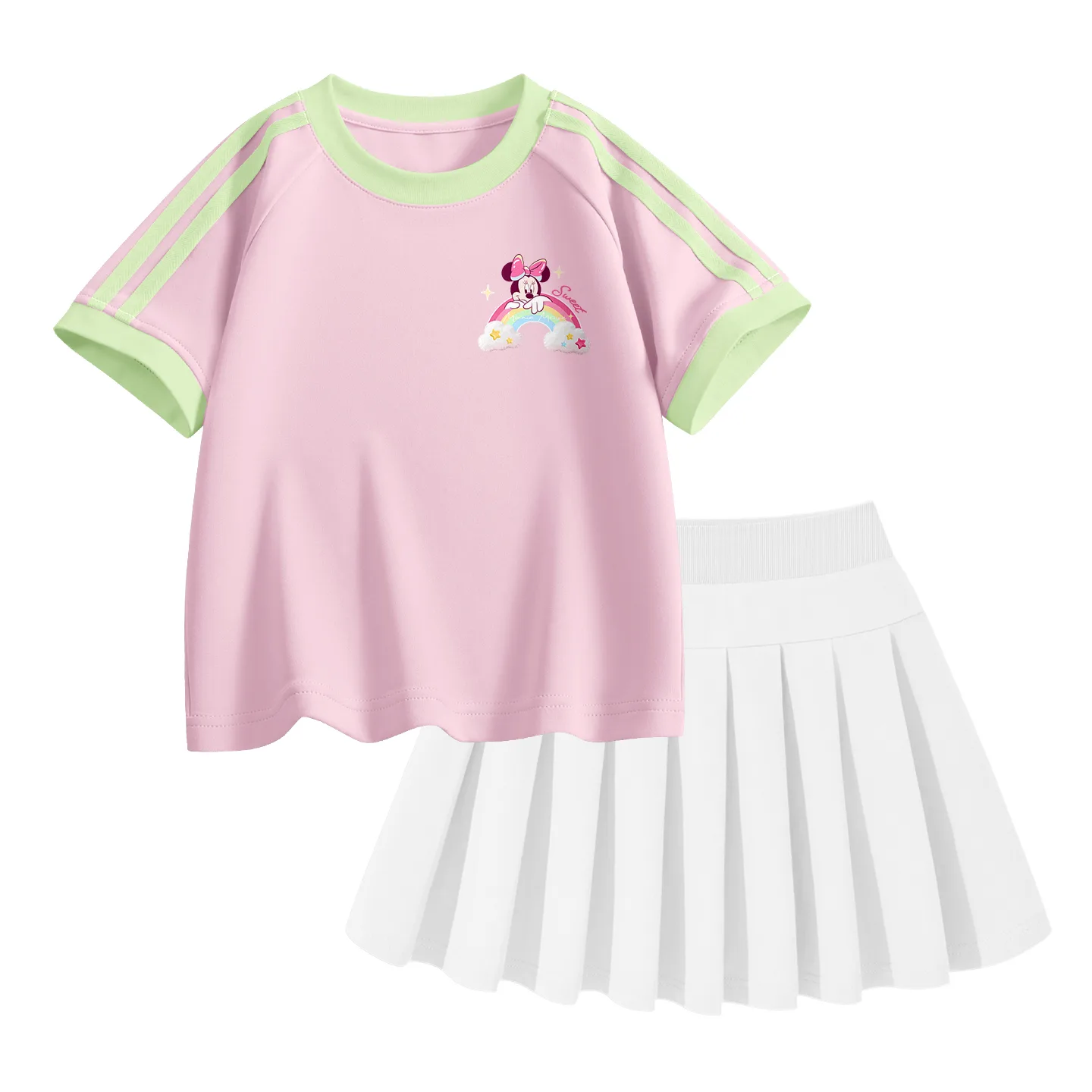 Детский комплект юбка Disney, Dido Rainbow Mousse Pink+Solid Color White
