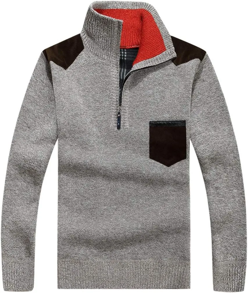 

GGUHHU мужской базовый полузастегивающийся водолазка в клетку с флисовой подкладкой и карманом