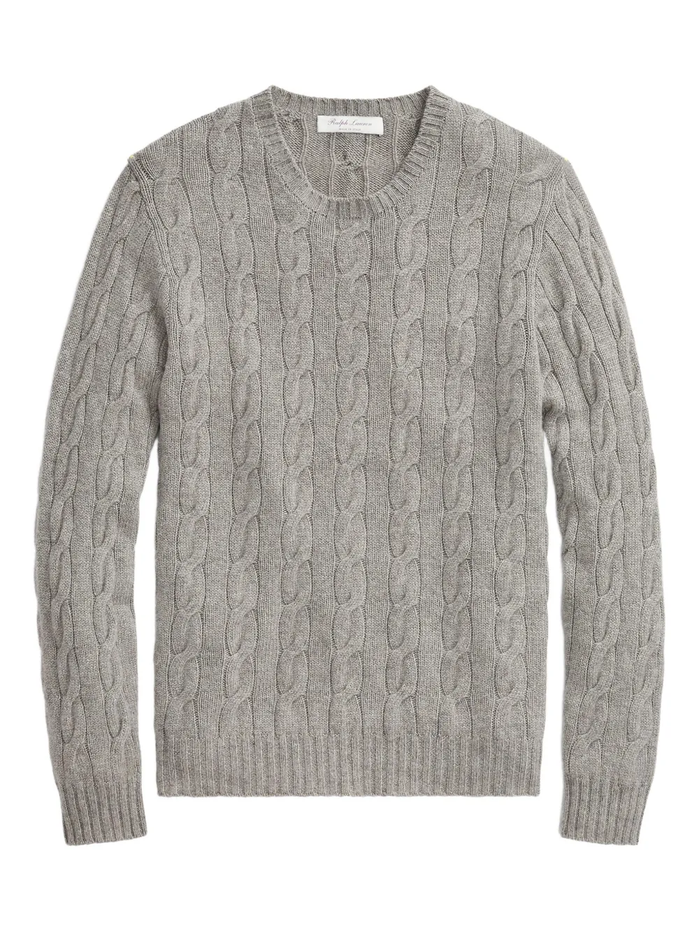 

Свитер с круглым вырезом, связанный косами Ralph Lauren Purple Label, серый