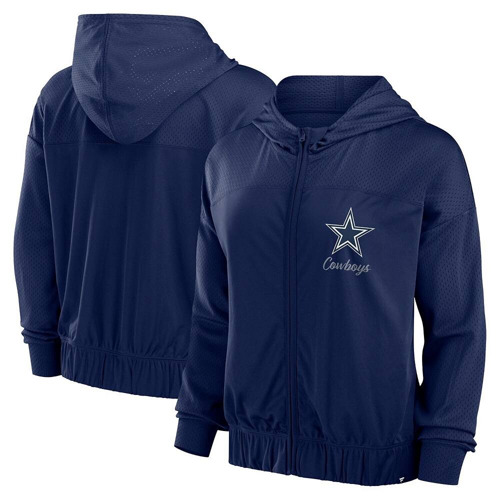 

Женская темно-синяя толстовка с молнией во всю длину и надписью Fanatics Dallas Cowboys Fanatics Brands - White Label, цвет Cow Navy