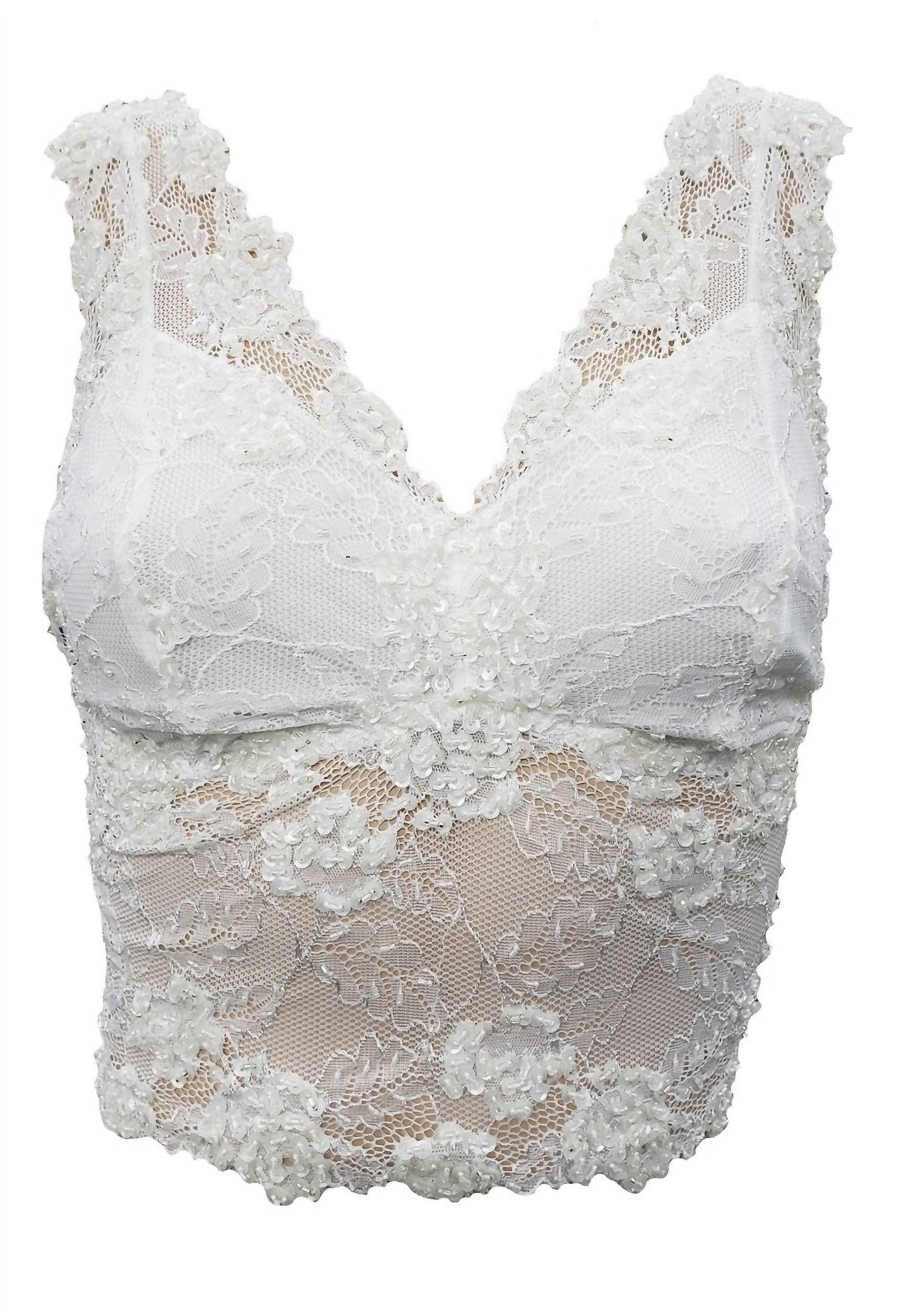 

Укороченный топ без рукавов Colette Lace Hand Biseled Pearl PJ Harlow