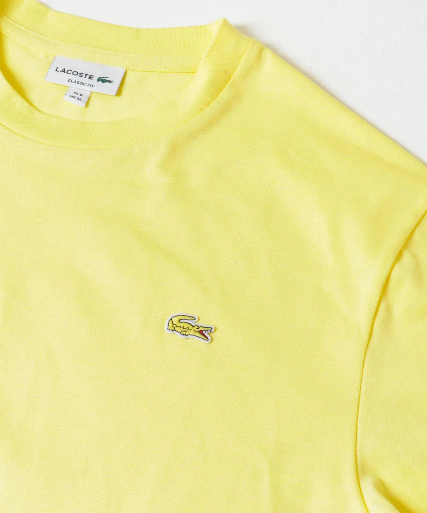 Футболка мужская Lacoste с логотипом, круглый вырез, 100% хлопок, белый — фото 3