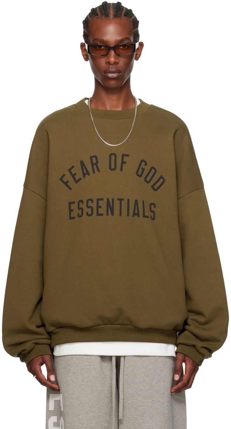 

Футболка цвета хаки с круглым вырезом Fear of God EENTIAL Fear of God ESSENTIALS, оливковый