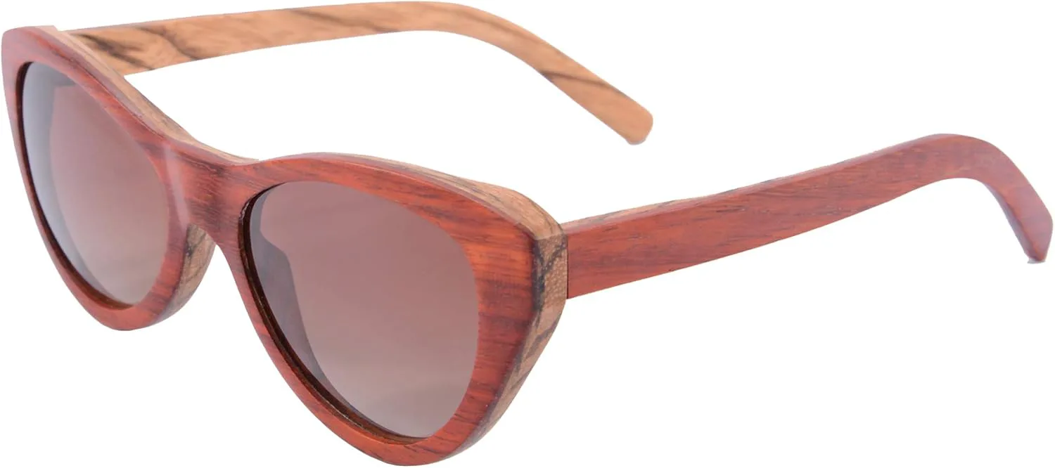 

Солнцезащитные очки SHINU женские «кошачий глаз», поляризованные линзы, винтажные деревянные солнцезащитные очки, дизайнерские очки для женщин - TU18, Redsandalwood