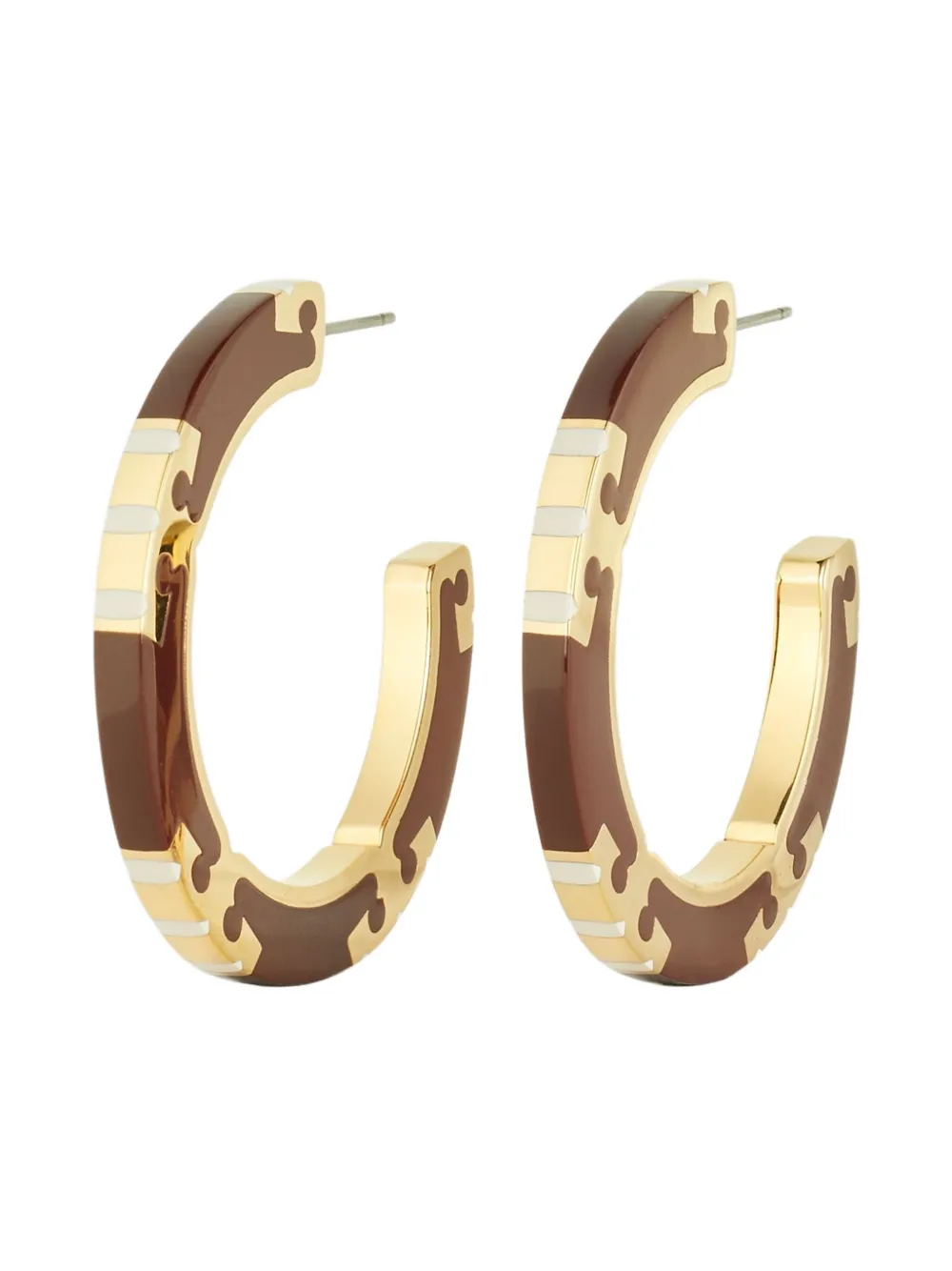 

Серьги-кольца T Stripe Tory Burch, золотой