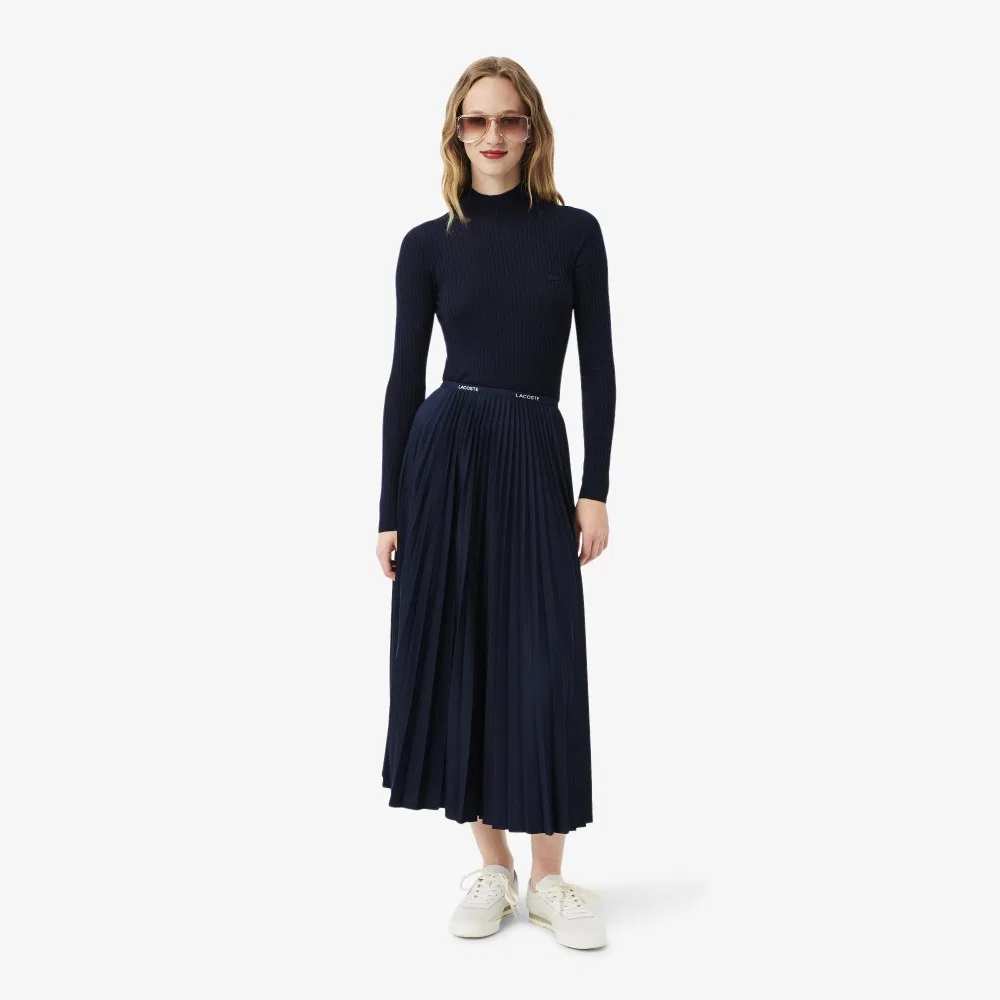 Юбка Lacoste плиссированная длинная, темно-синяя