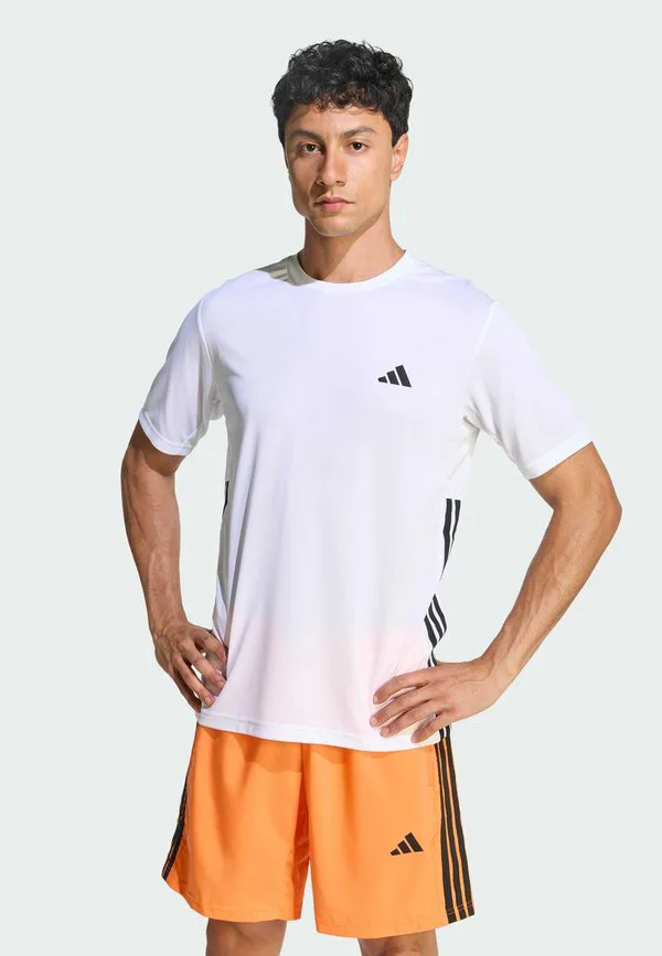 Базовая футболка с принтом "3 полоски" для тренировок Adidas Performance, White Black