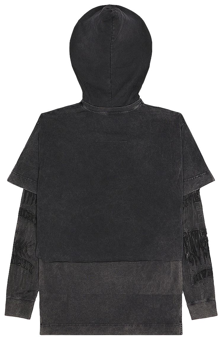Футболка Givenchy Layered Long-Sleeve Graphic T-Shirt With Balaclava 'Grey', серый — фото 2