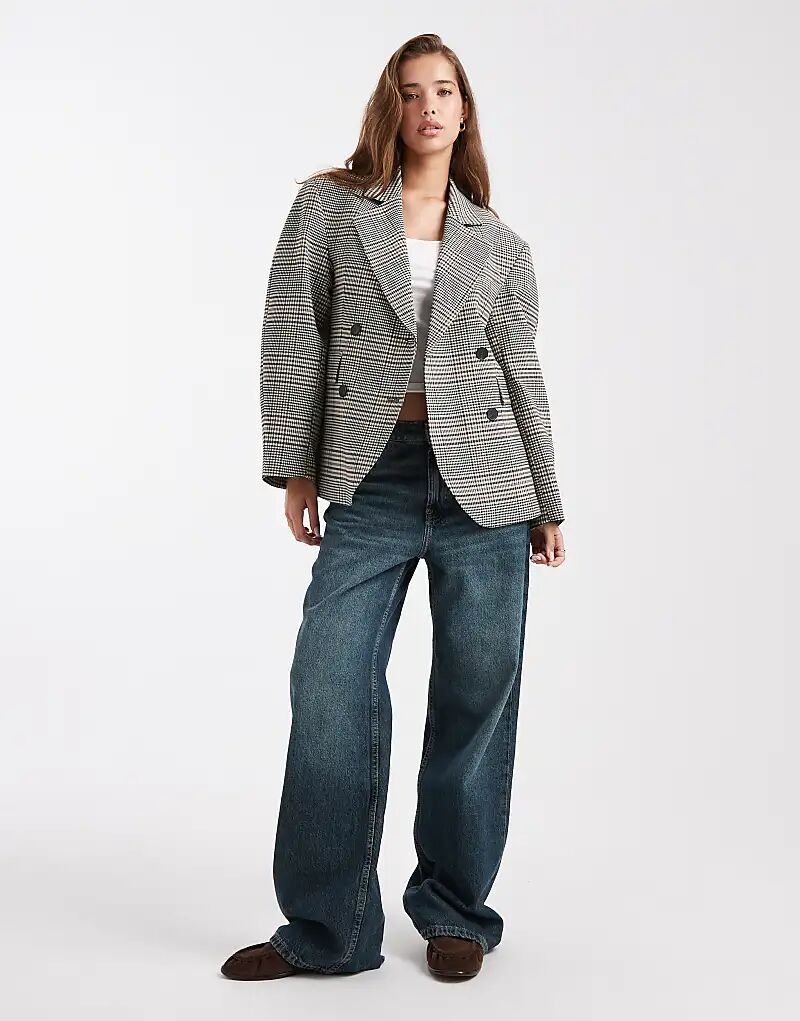

Двубортный пиджак ASOS DESIGN в клетку с рукавами-коконами