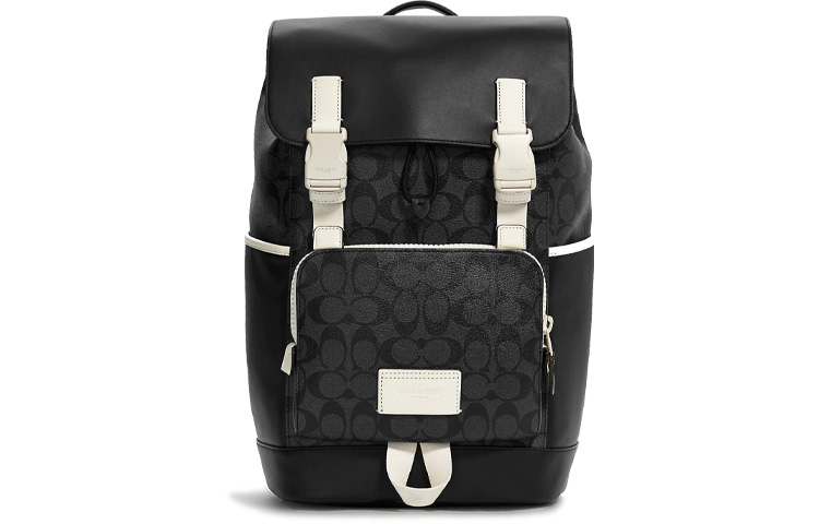 

COACH Мужские черно-белые спортивные парусиновые тубы с кожаным рюкзаком