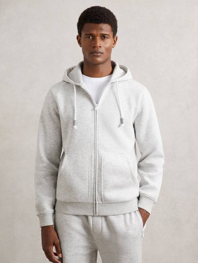 

Худи Howel с застежкой-молнией из хлопковой смеси Reiss, Soft Grey