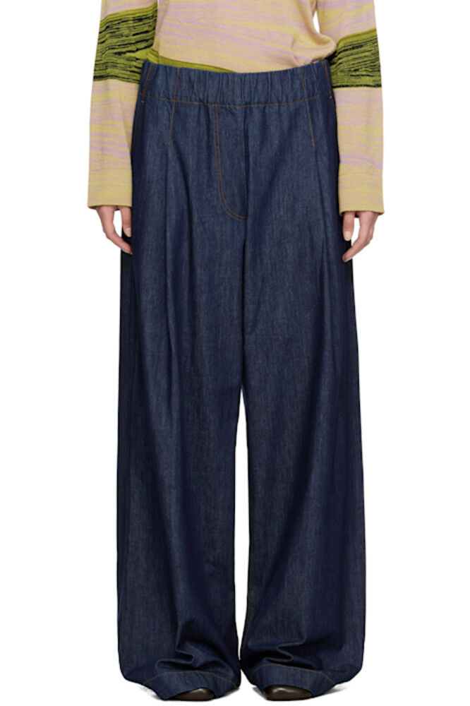 

Темно-синие джинсы с завязками Dries Van Noten