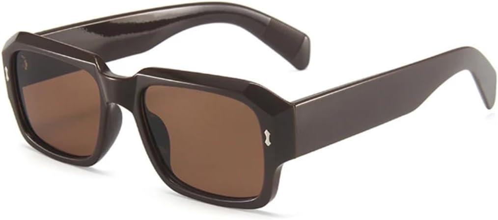 

Солнцезащитные очки для мужчин и женщин - защита UV400 - маленькая оправа с декоративными заклепками, градиентные линзы для занятий спортом на открытом воздухе DSVIGF, Brown Tea