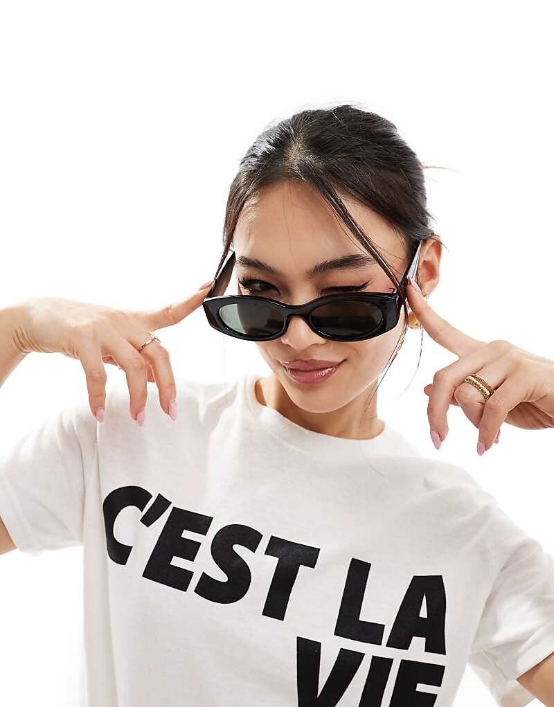

ASOS DESIGN – Черные овальные солнцезащитные очки