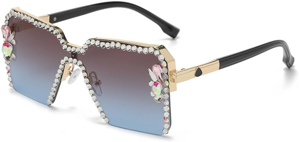 

Солнцезащитные очки Diamond для женщин, большая оправа, модные очки с декоративными стразами, градуированная защита от солнца для вождения на открытом воздухе, UV400 MTZJH, 3