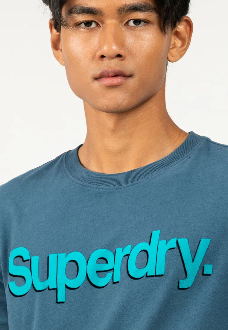 Футболка с логотипом, короткий рукав, Classic Core Logo Shadow Tee Superdry, синий — фото 3