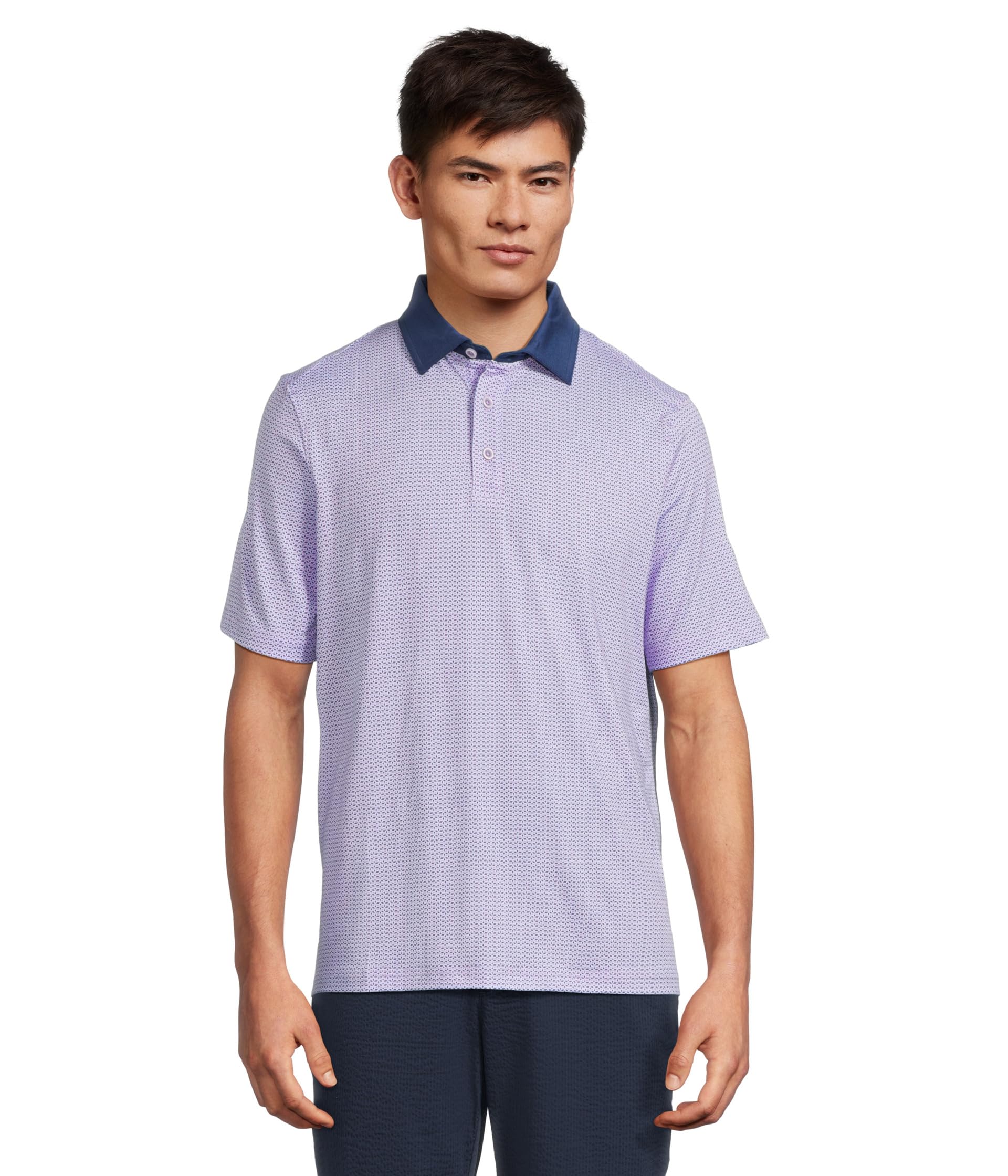 

Поло Johnston & Murphy Xc4 Cool Degree Solid Collar Geo Print Polo, Purple/Navy