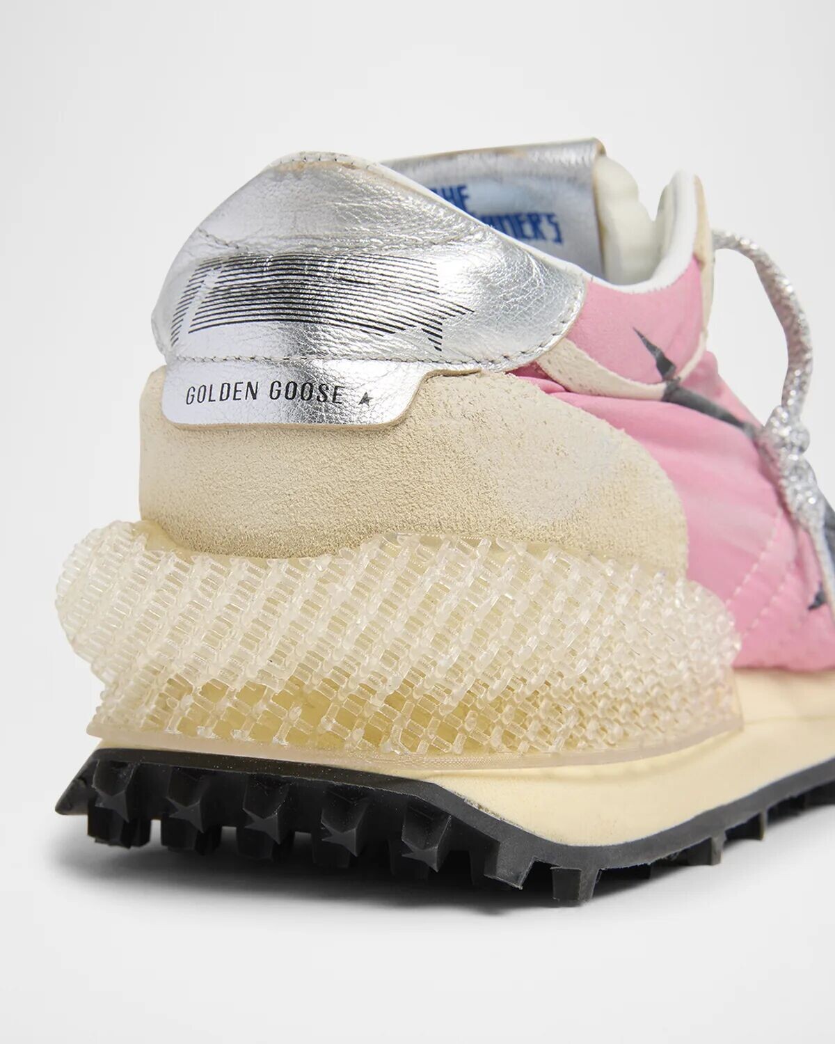 Замшевые нейлоновые кроссовки для бега Marathon Golden Goose, цвет Pinkgoldsilver — фото 3