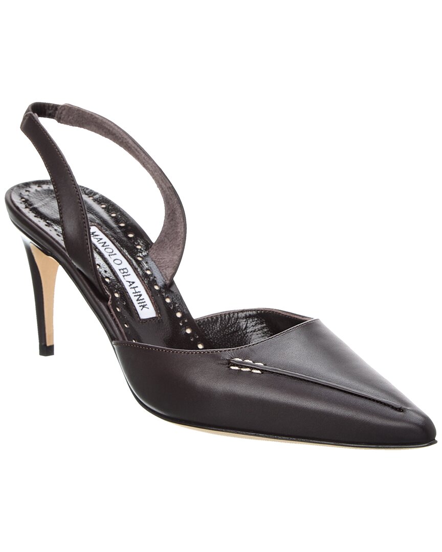 Манило Бланик Хомерасли 70 Кожаные туфли-лодочки с открытой пяткой Manolo Blahnik, черный
