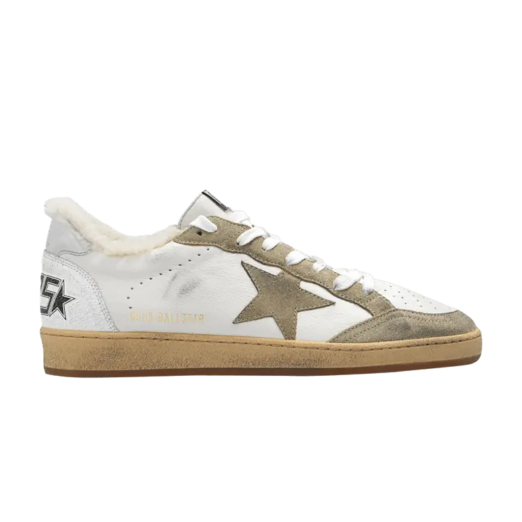 

Кроссовки Golden Goose Ball Star Shearling-Lined Distressed White Taupe, кремовый