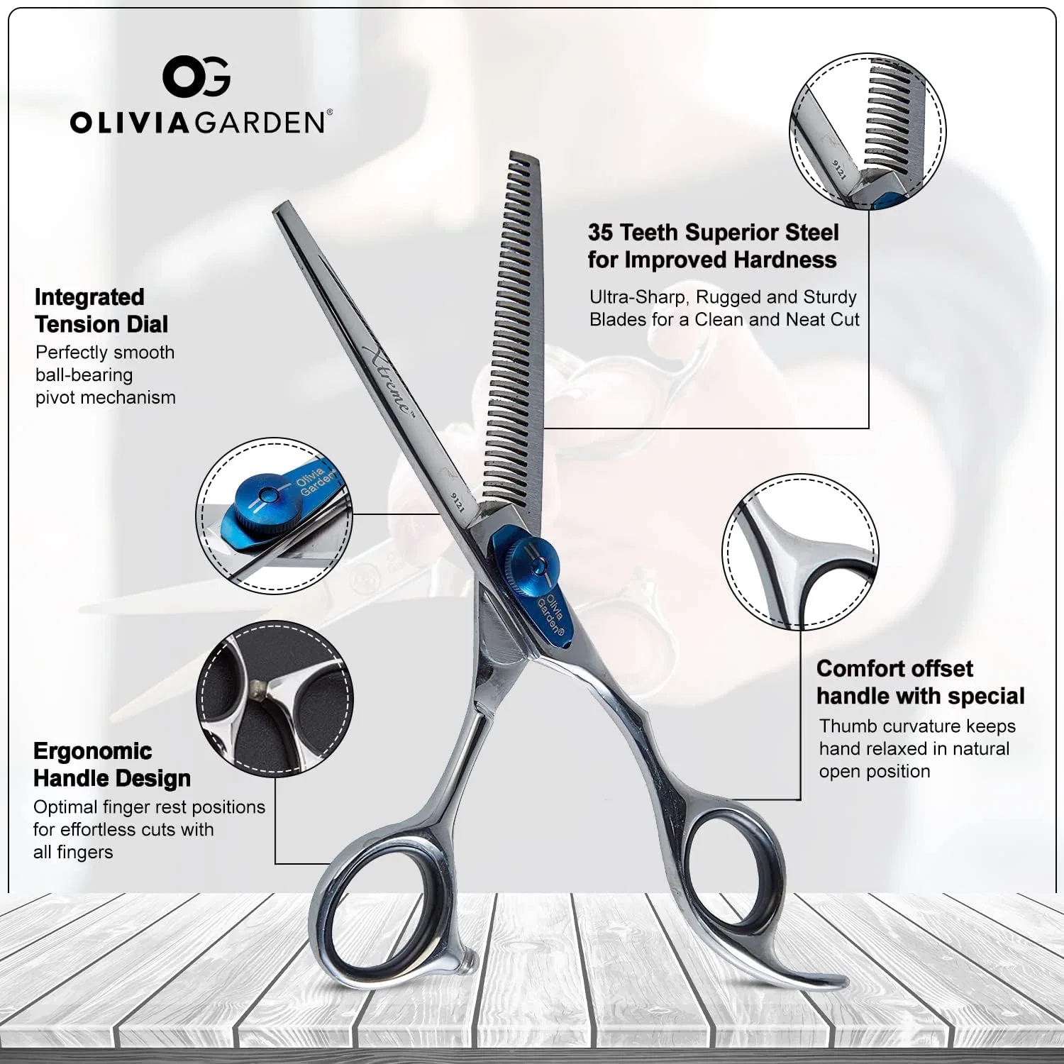 Филировочные ножницы Olivia Garden Xtreme Thinner Shear 6″ Olivia Garden — фото 2