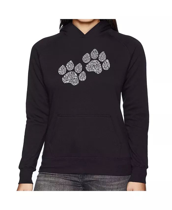 

Женская толстовка с капюшоном Word Art -Woof Paw Prints LA Pop Art, фиолетовый