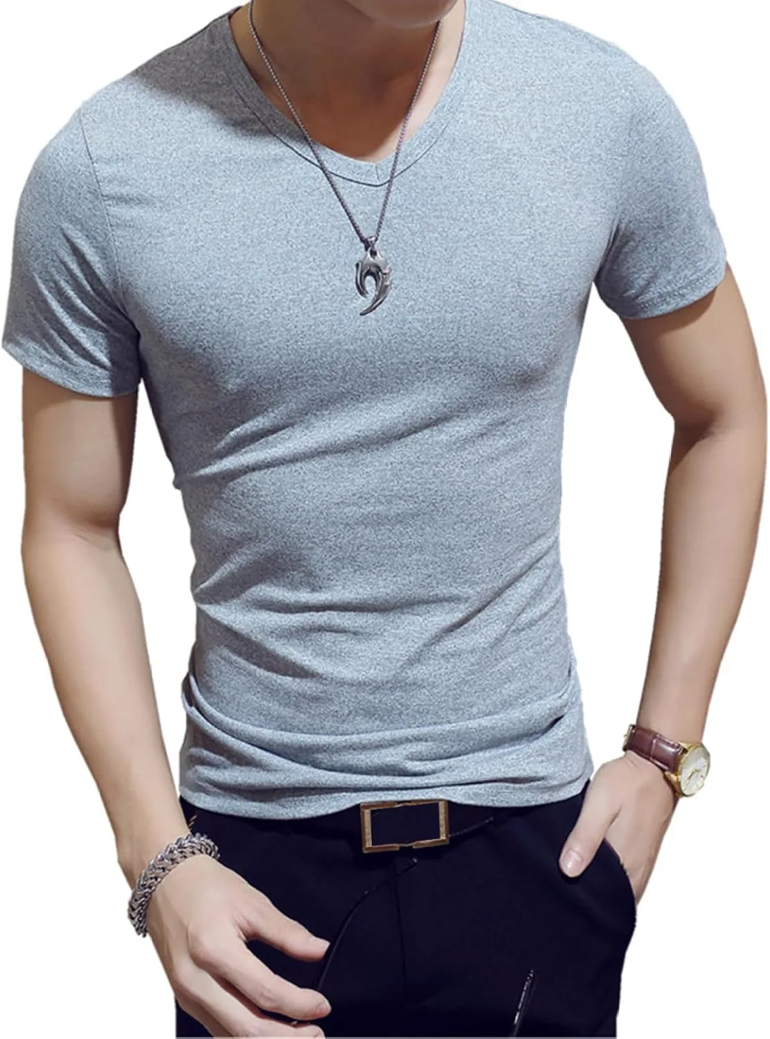 

Футболка для фитнеса V-образный вырез Slim Fit Huimingda