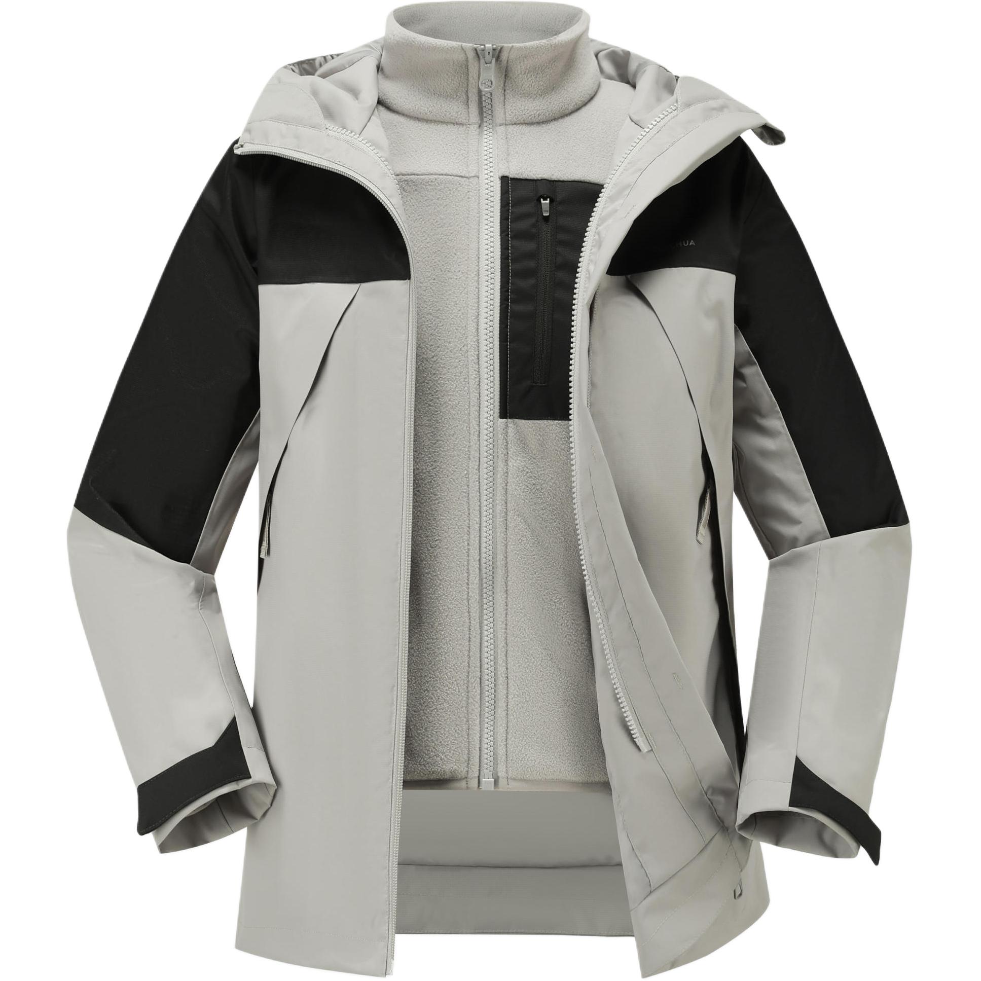 SH500 QUECHUA Комплект из двух курток для подростков DECATHLON, комплект из двух предметов (Светлый дымчато-серый+Дымчато-черный) — фото 4