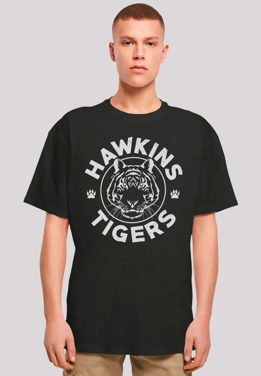 

F4NT4STIC Футболка "Stranger Things Hawkins Grey Tiger", премиум качество, черный