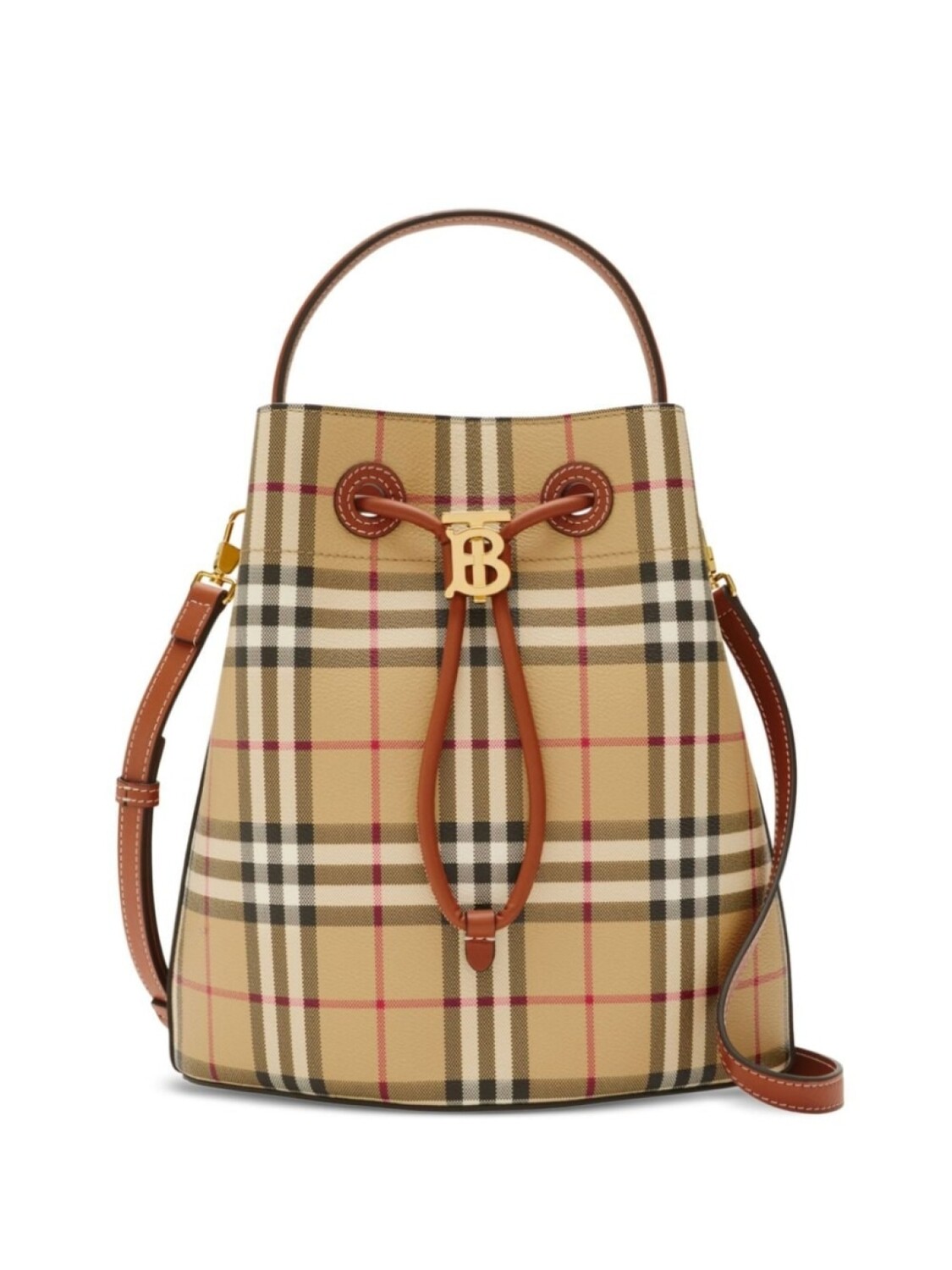 

Маленькая сумка-ведро Burberry из кожи, нейтральный цвет