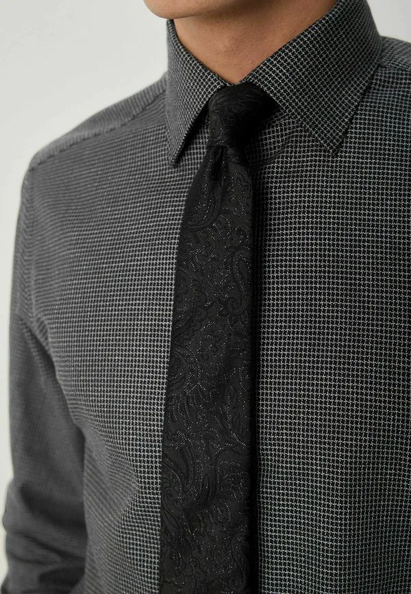Галстук стандартного кроя, праздничный набор, рубашка Next, Grey Texture Black Paisley — фото 4