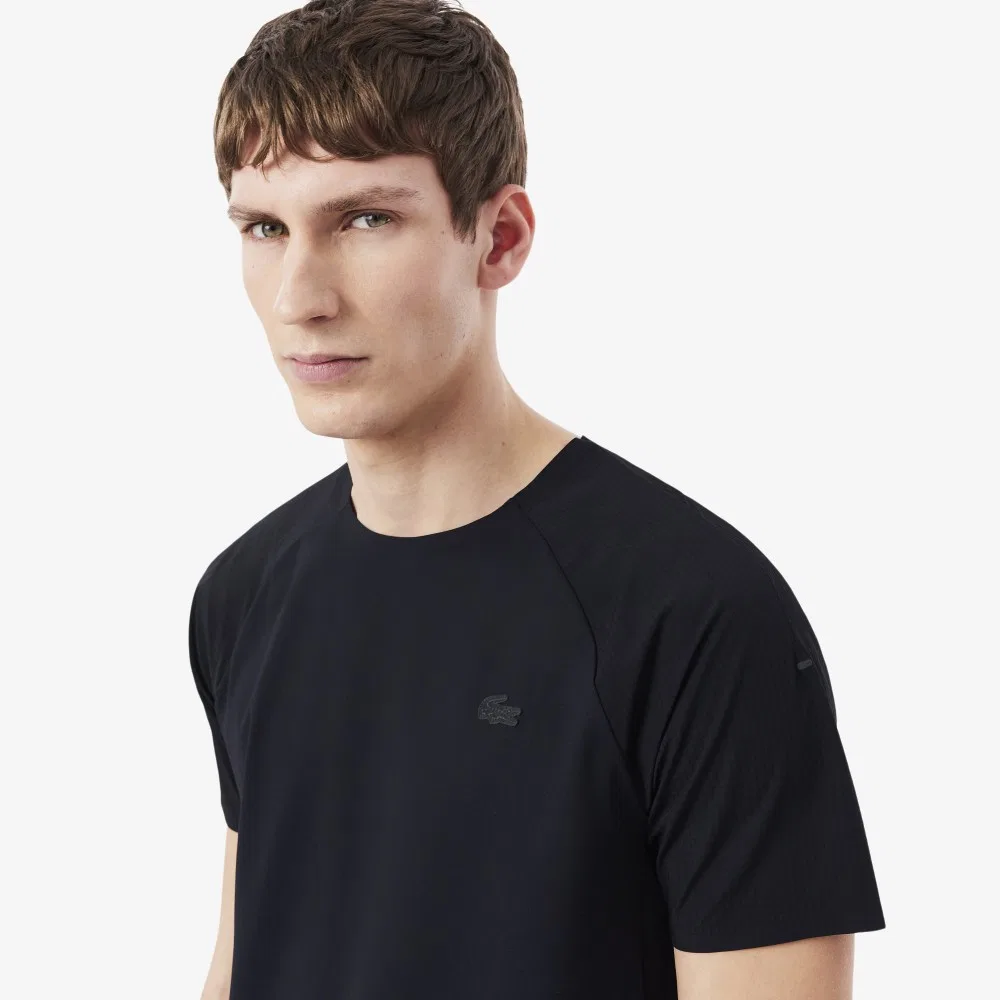 Мужская премиальная базовая футболка с коротким рукавом чёрная от Lacoste — фото 2