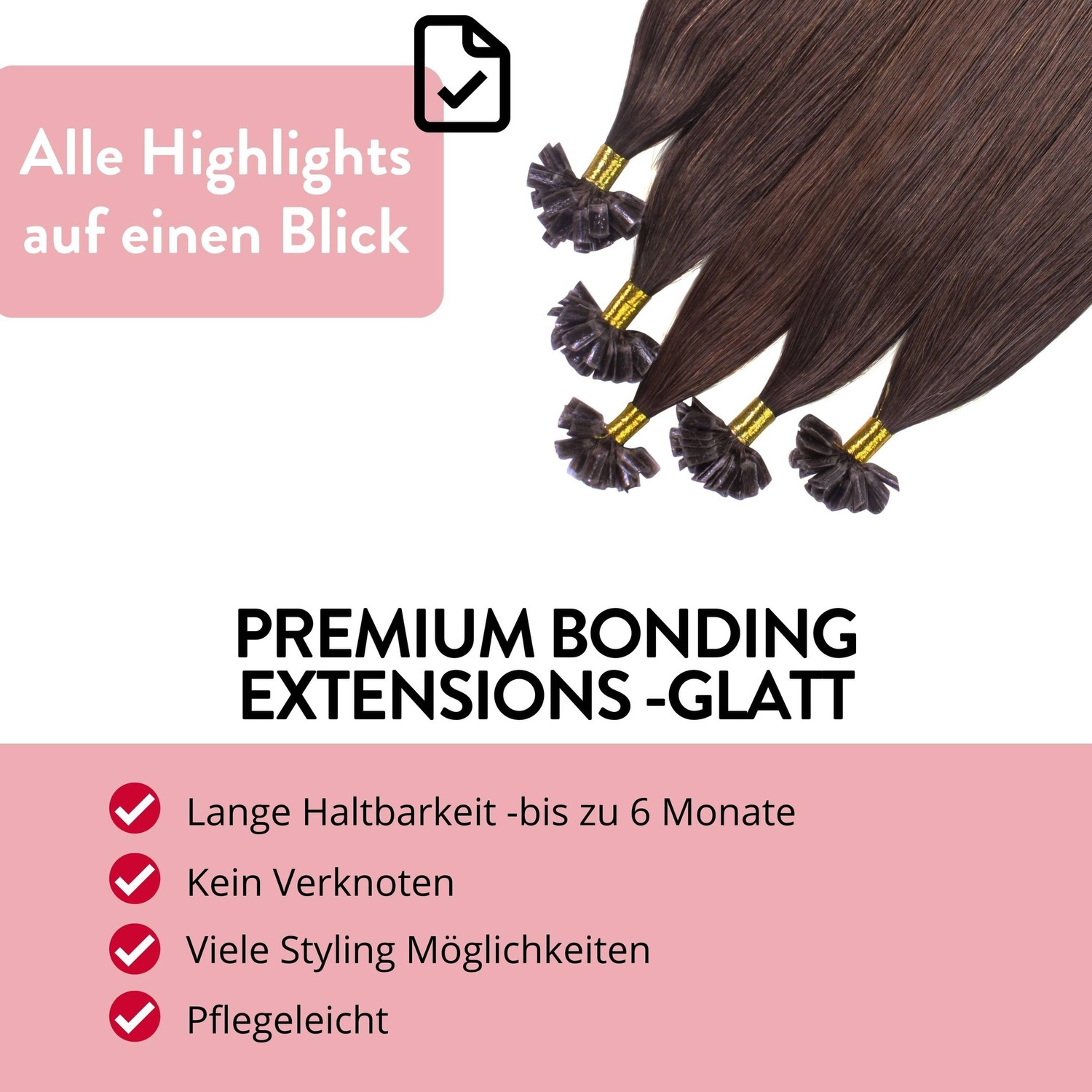 Накладные волосы bonding extensions premium echthaar #5/0 hellbraun 0,8g Hair2Heart, 50cm, количество 25 шт. — фото 3