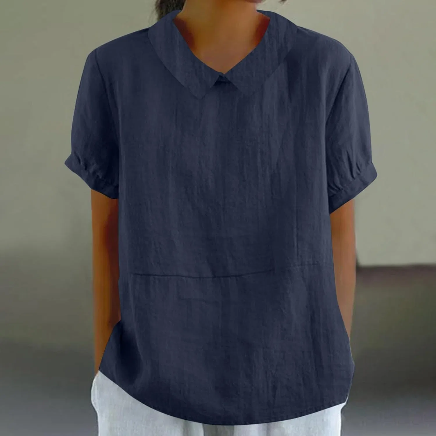 Женская футболка с коротким рукавом, Cotton Linen, Navy — фото 2