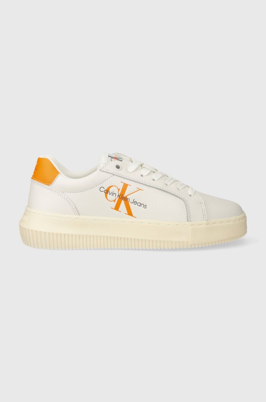 Кожаные кроссовки Calvin Klein Jeans YW0YW00823 CHUNKY CUPSOLE MONOLOGUE W, бежевый — фото 2