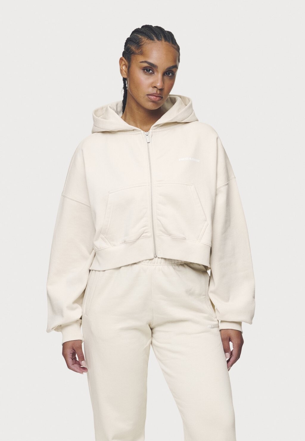 

Толстовка на молнии LANA LOGO CROPPED ZIP HOODIE Pegador, бежевый