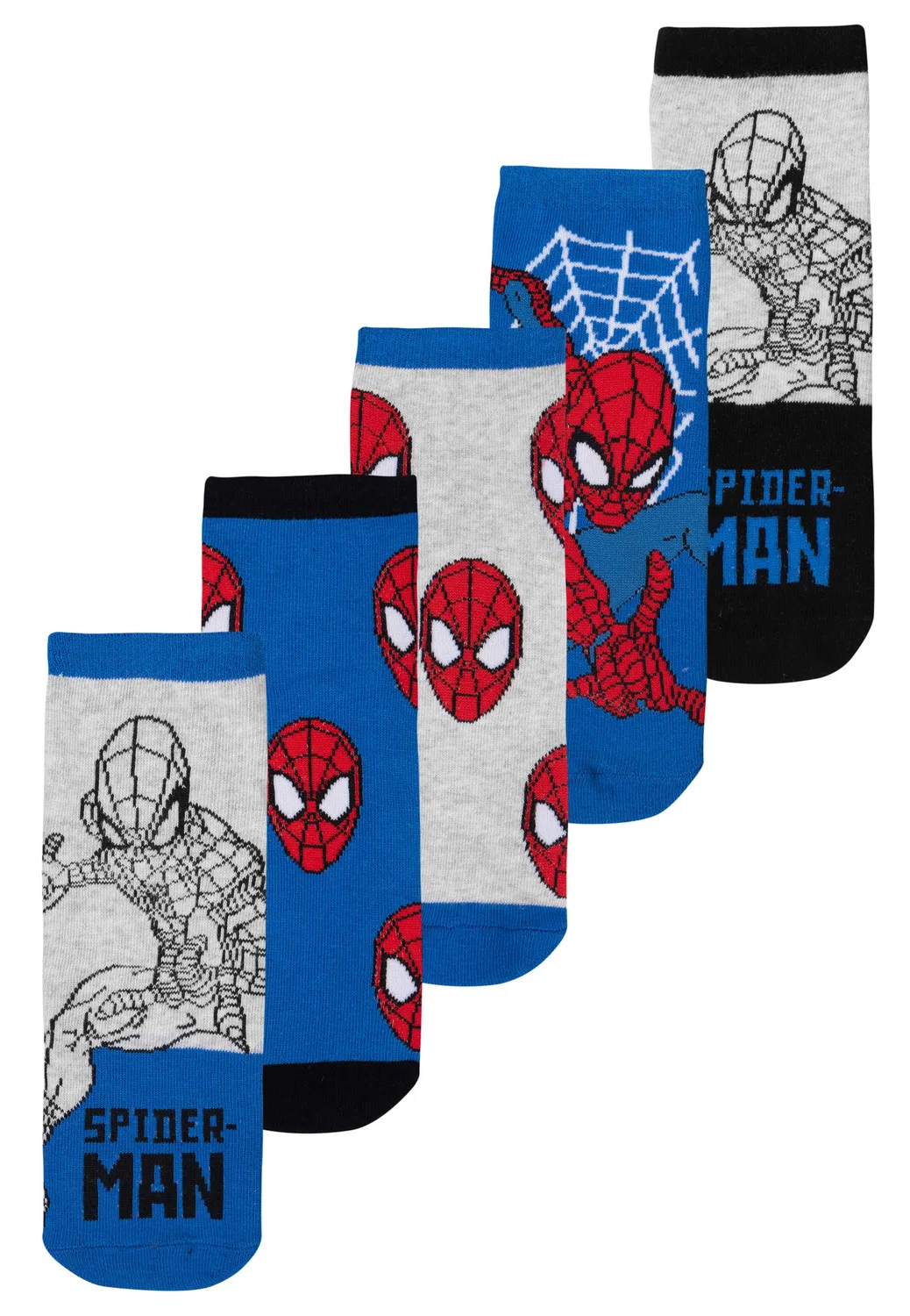 Носки Spiderman, 5 пар, сине-серые