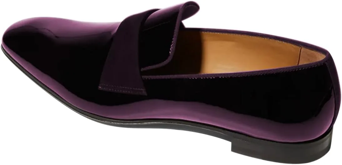 FSJ Men's Square Toe Slip-On Loafers Patent Leather Strap Across Comfortable Casual Formal Wedding Tuxedo Shoes Size 4-16 US, фиолетовый — фото 3