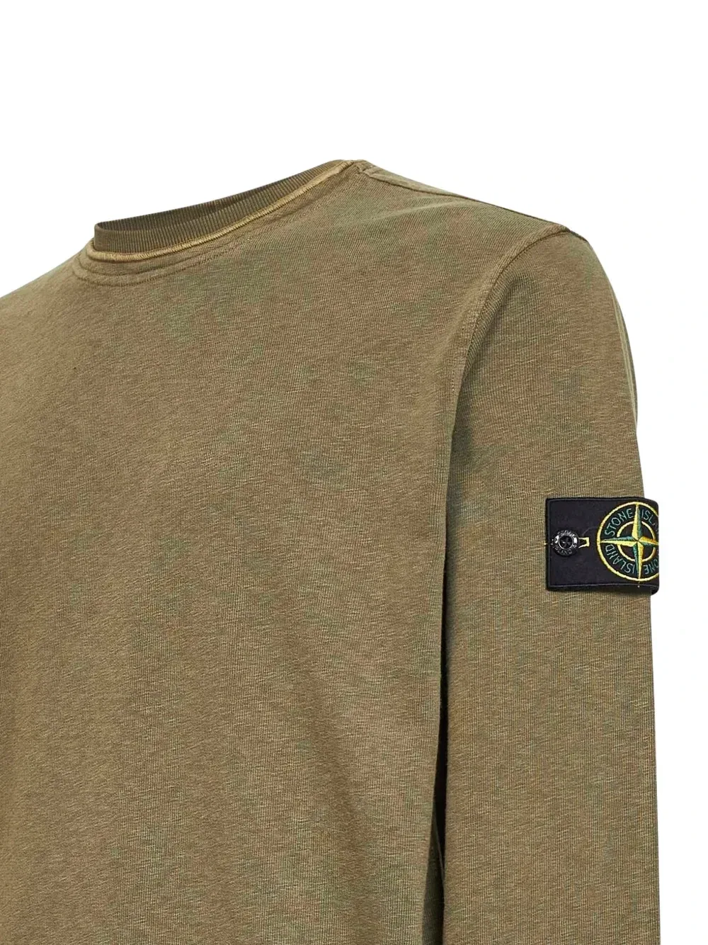 Свитшот в рубчик с нашивкой-логотипом Stone Island, зеленый — фото 3