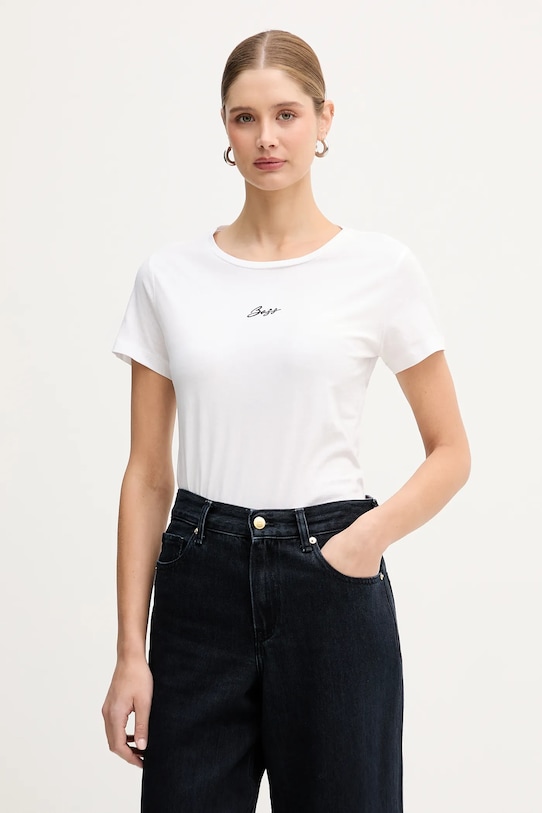 

Хлопковая футболка с вышивкой c elove BOSS Orange, белый