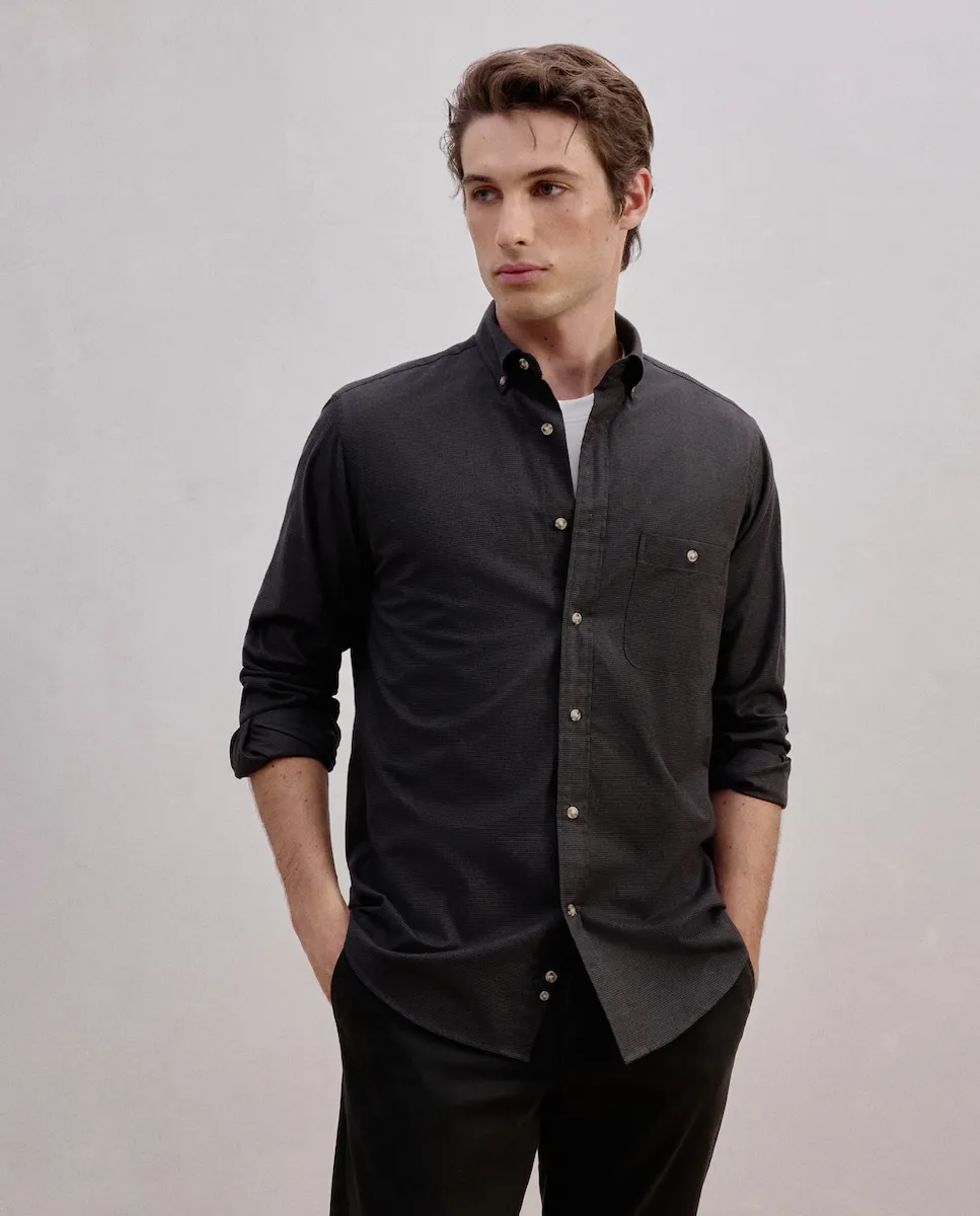 

Рубашка из ткани мл в клетку «гусиные лапки» классическая Dustin, зеленый