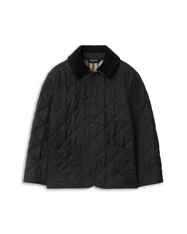 

Стеганая куртка в деревенском стиле для мальчиков - для малышей и для взрослых. Burberry, черный