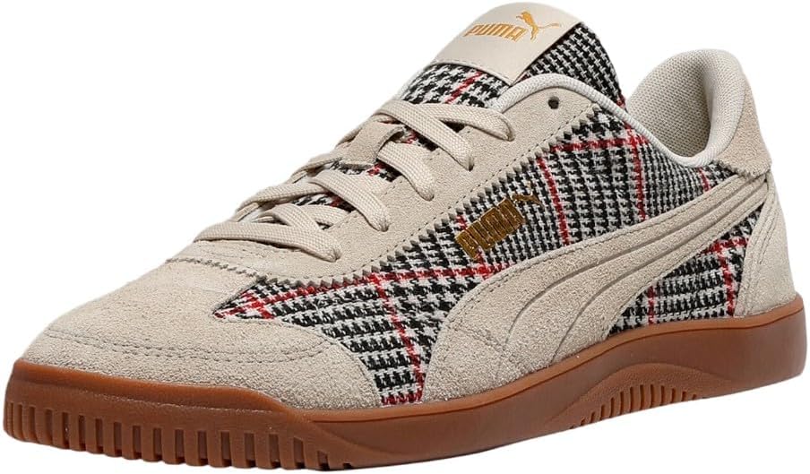 Мужские кроссовки PUMA Club 5V5 Lux Plaid с шнуровкой, повседневные - бежевые — фото 2