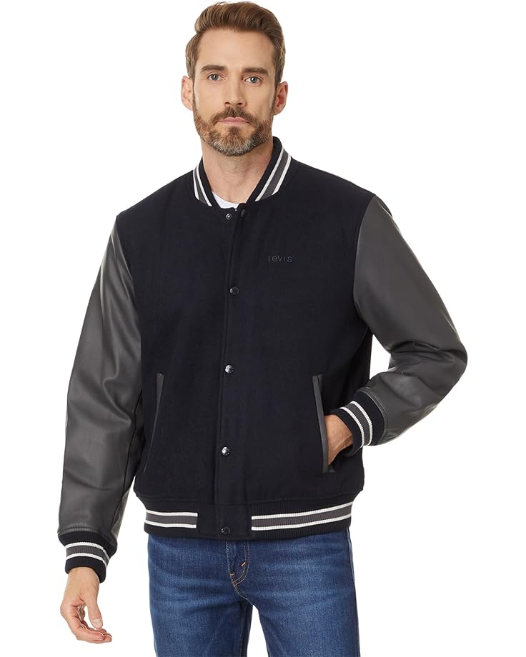 

Куртка Levi's Wool Blend Mixed Media Varsity Jacket, цвет Navy Body/Grey Sleeves