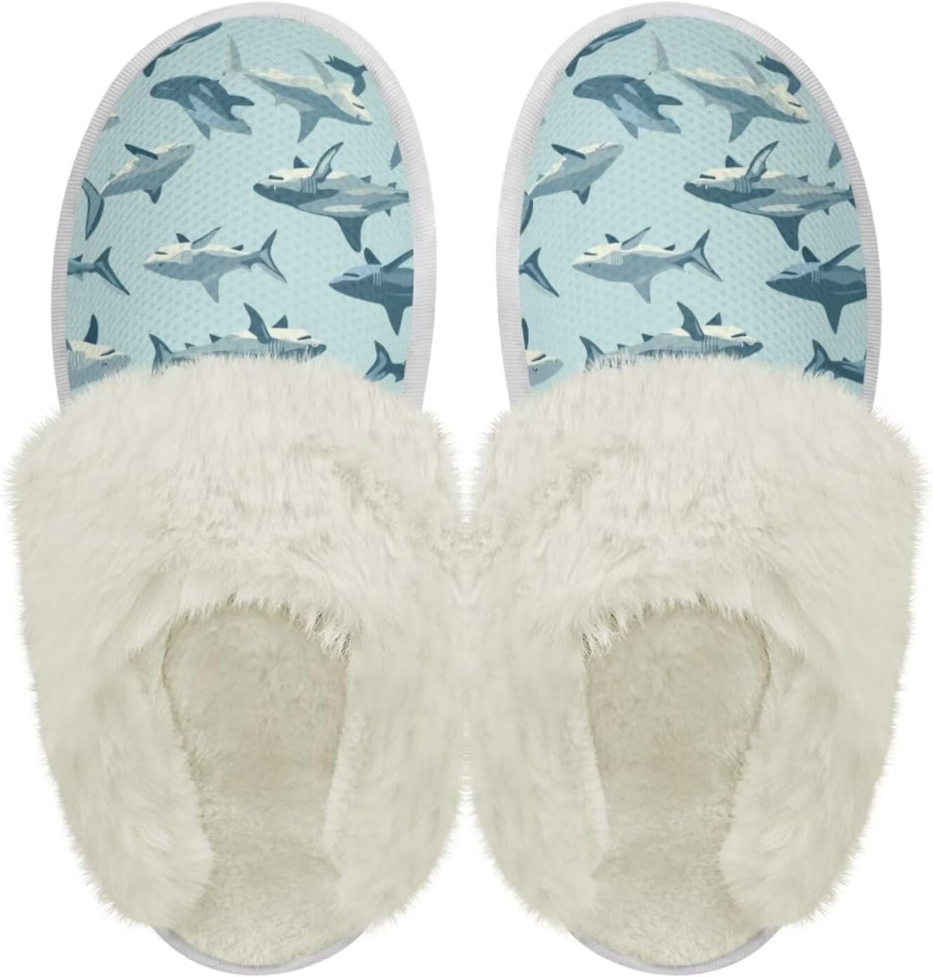 

Тапочки chaqlin Fuzzy Plush с меховой подкладкой, сабо для спальни и дома, унисекс, водонепроницаемые, с толстой подошвой, противоскользящие, удобные фланелевые зимние теплые тапочки для дома и улицы, Sharks