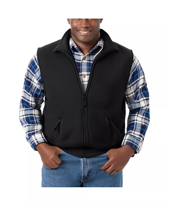 

Большой и высокий исследовательский плюшевый флисовый жилет на молнии Kingsize, черный