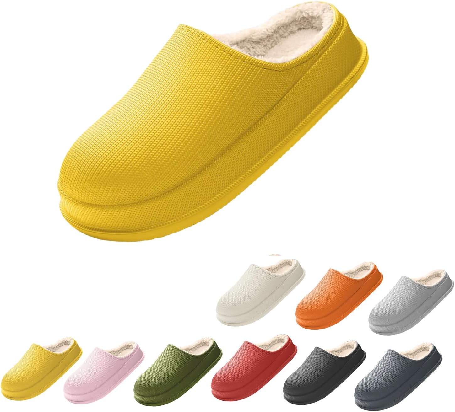 

Домашние тапочки Cloud для женщин и мужчин, водонепроницаемые, теплые зимние тапочки с плюшевой флисовой подкладкой, противоскользящие Generic, желтый