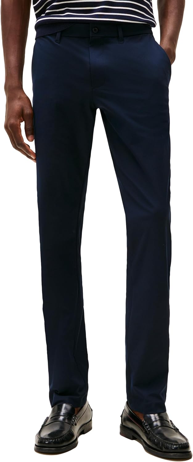 

Мужские повседневные брюки Tommy Hilfiger из влагоотводящей ткани, устойчивые к складкам, прямого кроя, Dark Navy