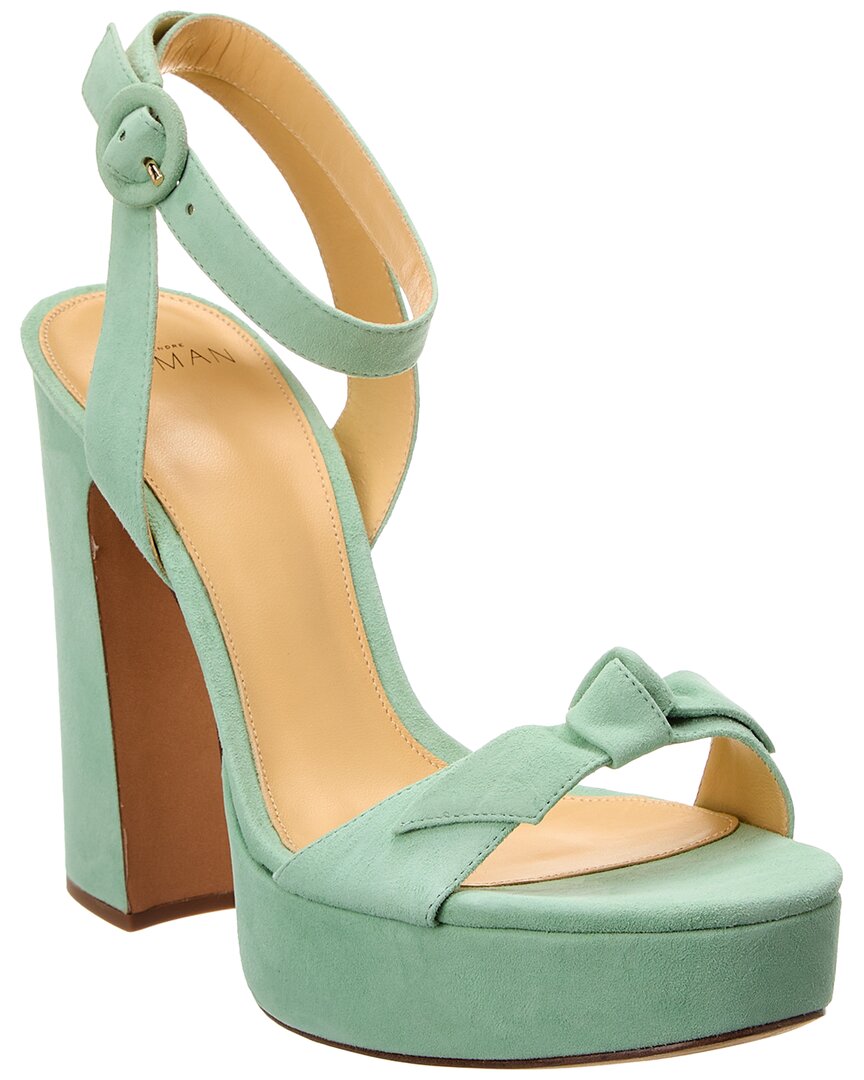 Alexandre Birman Clarita Curve 120 Suede Platform Sandal, зеленый